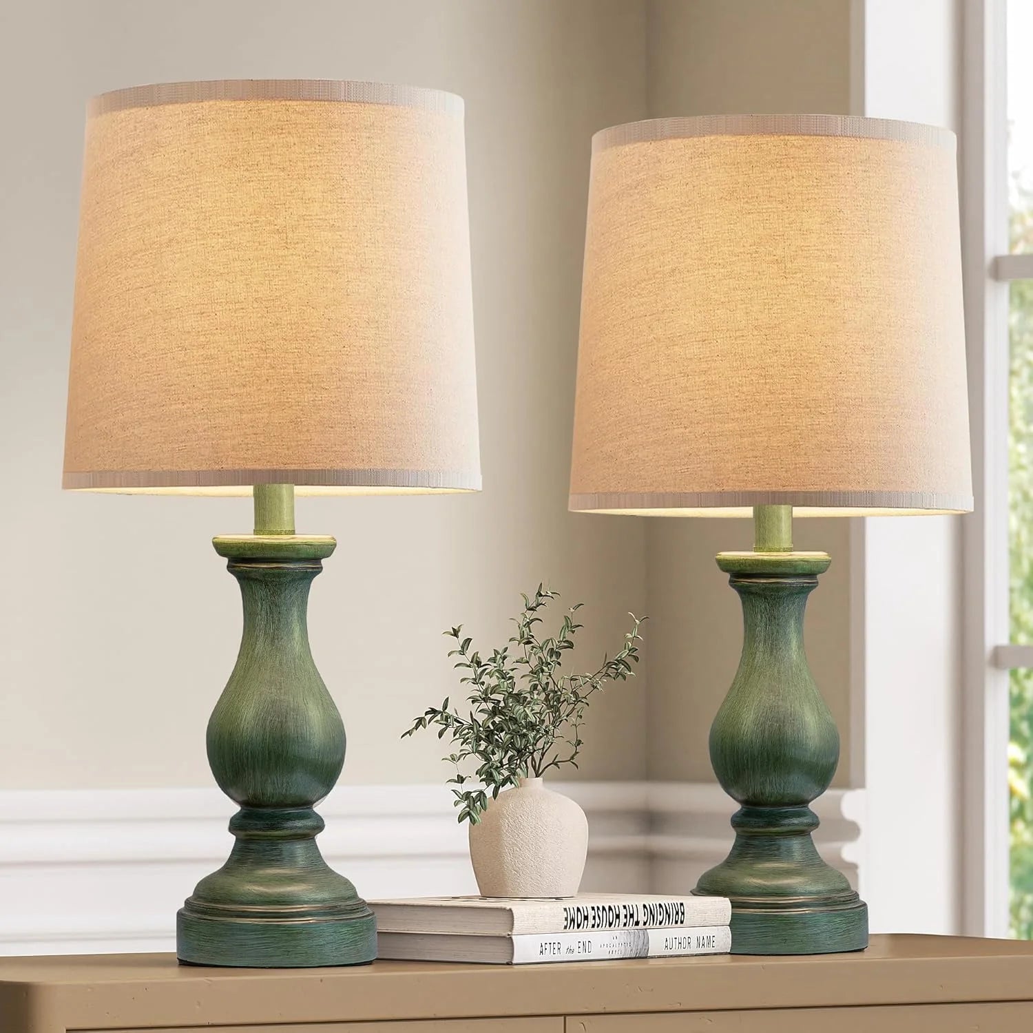 New Arrivals Farmhouse Table Lamps Set of 2, Rustic Lamp for Bedroom Living Room - Image 2