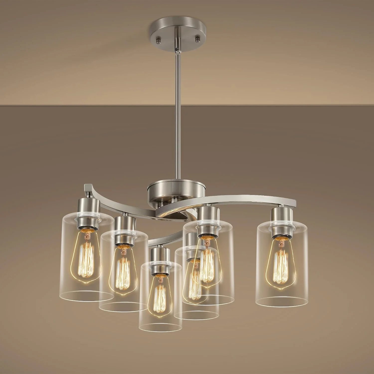 New Arrivals 6-Light Modern Farmhouse Black Chandelier, Adjustable Height Hanging Industrial Pendant Lights Kitchen Island - Image 6