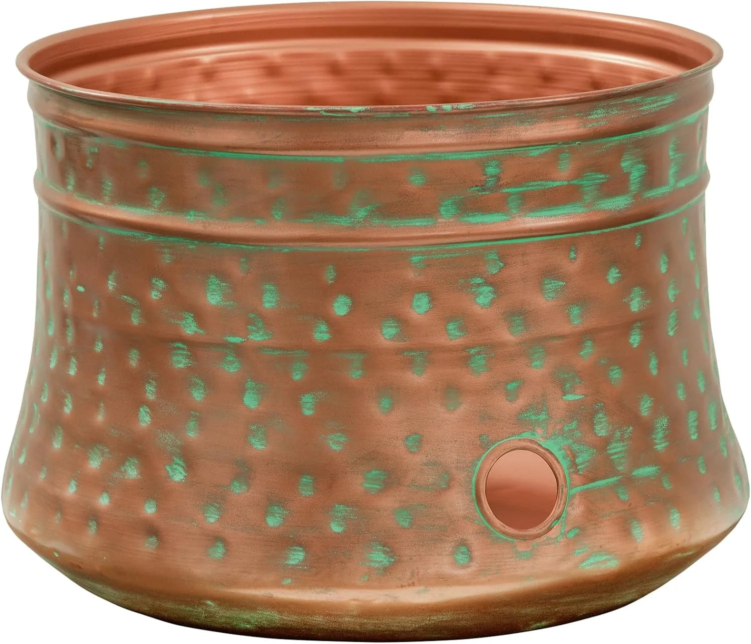 New Arrivals Garden 1917-G Hose Pot, Hammered, Patina