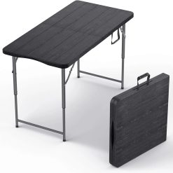 Our Modern Space 8 Feet Foldable Table with Built in Handle & Steel Legs, Heavy Duty Portable bifanuoyard
