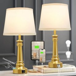 Lamps for Bedroom Set of 2, Dimmable, Bulb Included