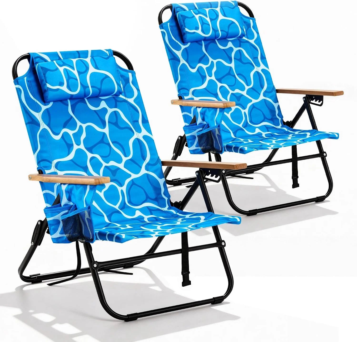 Canpsky 2 Pack Premium 5-Position Reclining Camping Chair, Portable Folding Lightweight Outdoor Chair with Wooden bifanuoyard - Image 9