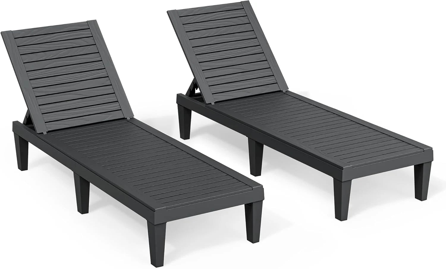 Lounge Chair, Pool Lounge Chairs Set of 2, Waterproof Sun Loungers Chair, 5-Positions Adjustable Outdoor Lounge Chairs bifanuoyard - Image 2