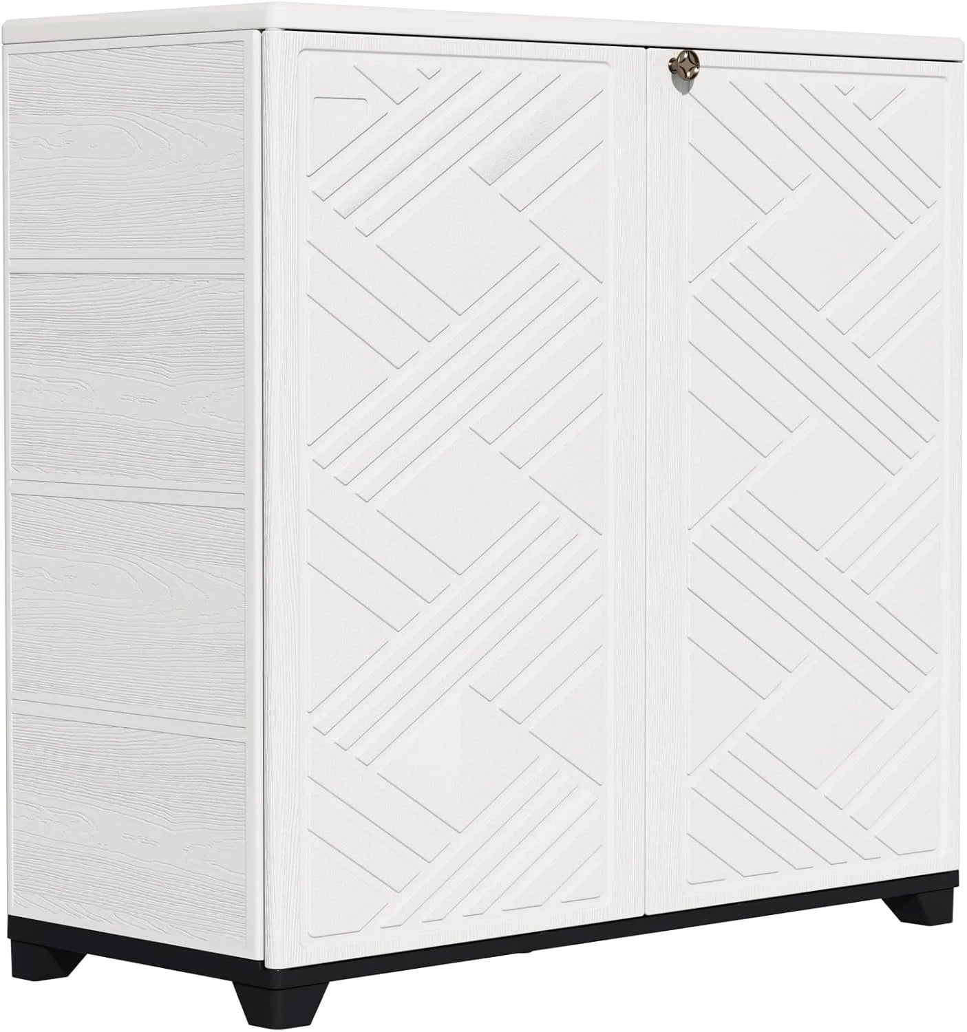 New Arrivals Indoor/Outdoor Storage Cabinet Waterproof, 34x15x34 Plastic Outdoor Storage Box for Garden Balcony Bathroom - Image 5