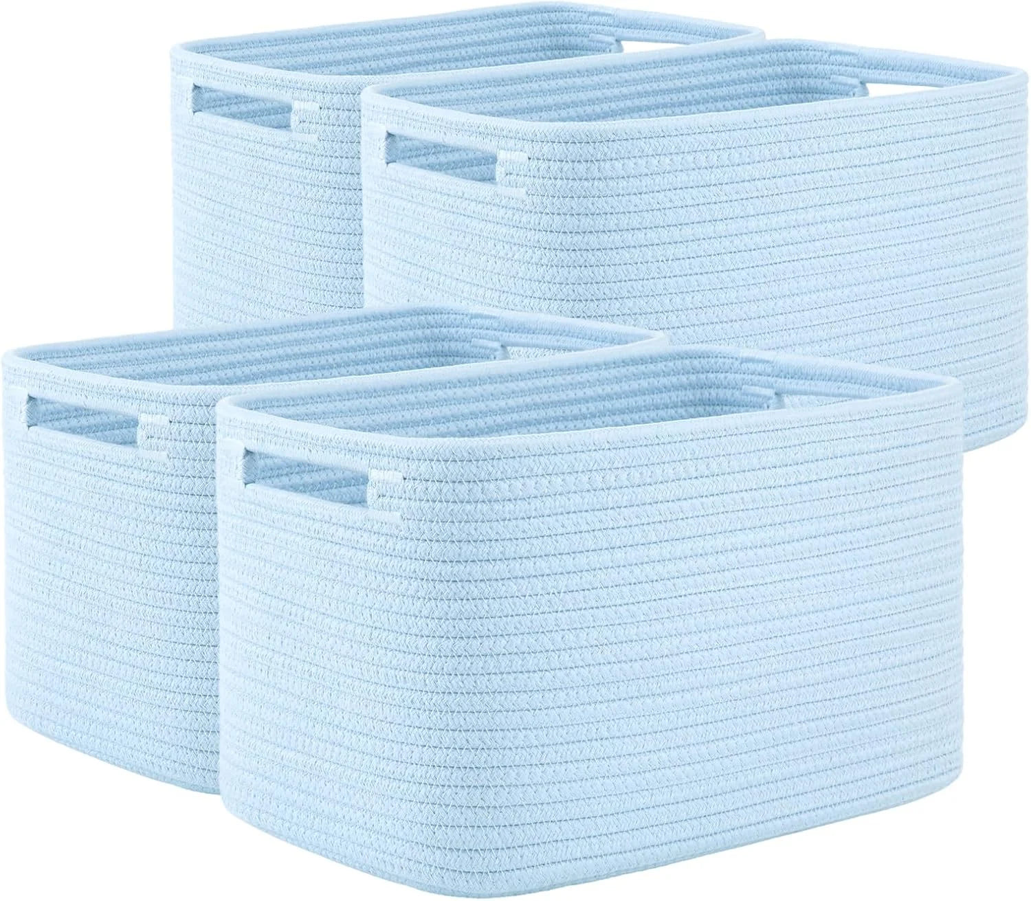 4 Pack Storage Baskets for Organizing, Cube Storage Bins for Shelves, Rectangle Storage Baskets With Handles bifanuoyard - Image 4