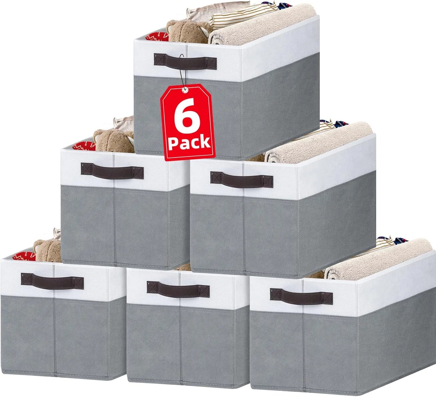 4 Pack Large Closet Storage Baskets Bins for Shelves, Fabric Closet Organizers and Storage with Handles Home bifanuoyard