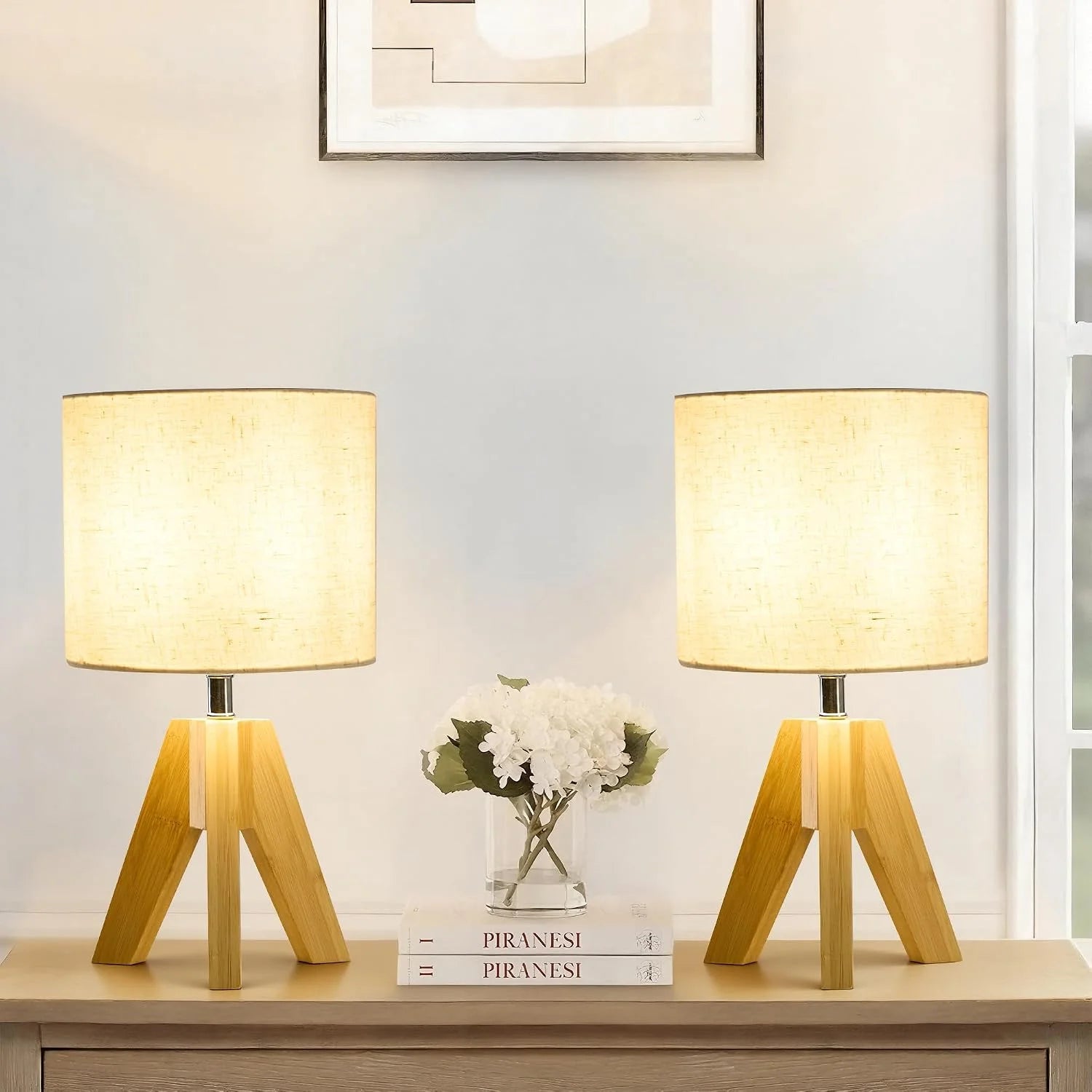 Booniture Set of 2 Tripod Table Lamps, Dimmable, Boho Modern Nightstand Lamps for Bedroom Living Room Office bifanuoyard - Image 2