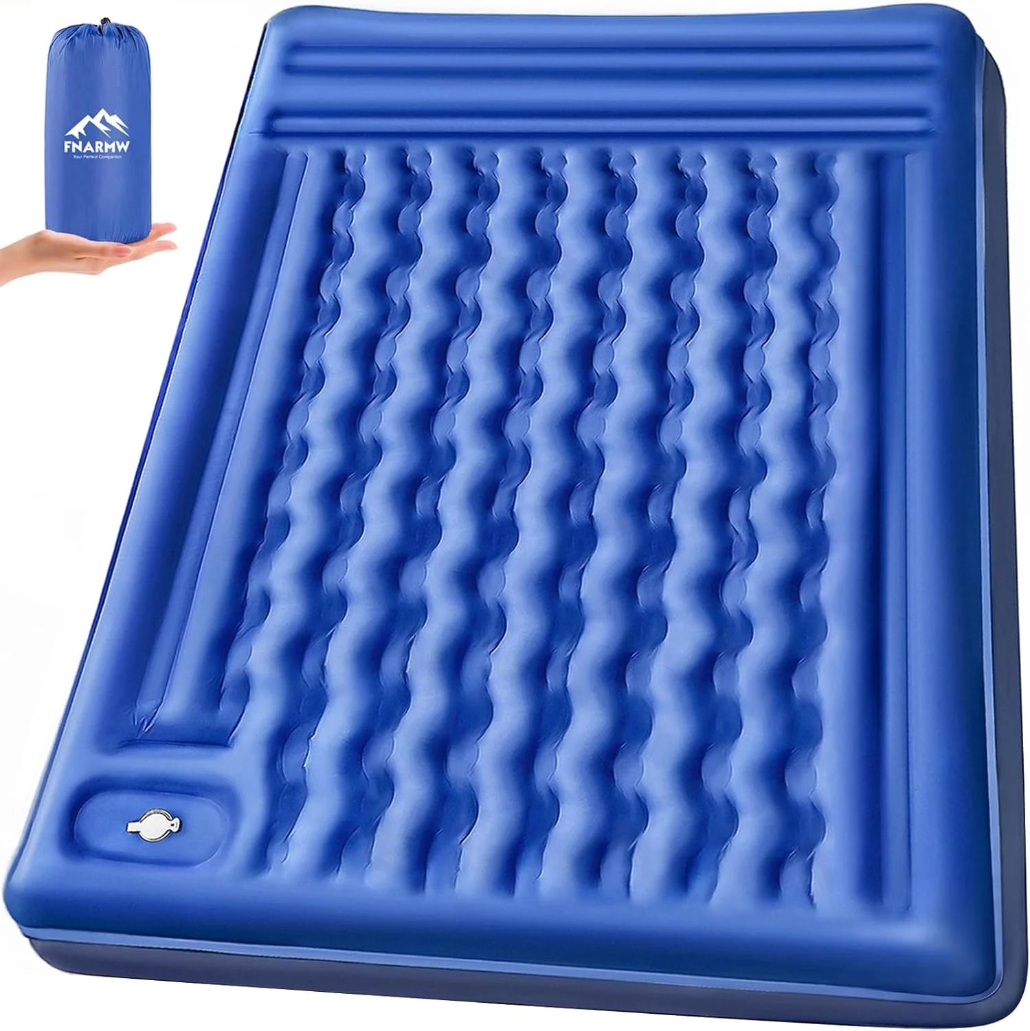 New Arrivals Double Sleeping Pad Camping, Self Inflating 6" Extra-Thick 2 Person Pillow Built-in Foot Pump Waterproof