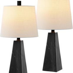 Alternative view of JONATHAN Y 20.5 White Marble Finish Modern Resin Table Lamp for Bedroom Living Room, Bulb Included bifanuoyard