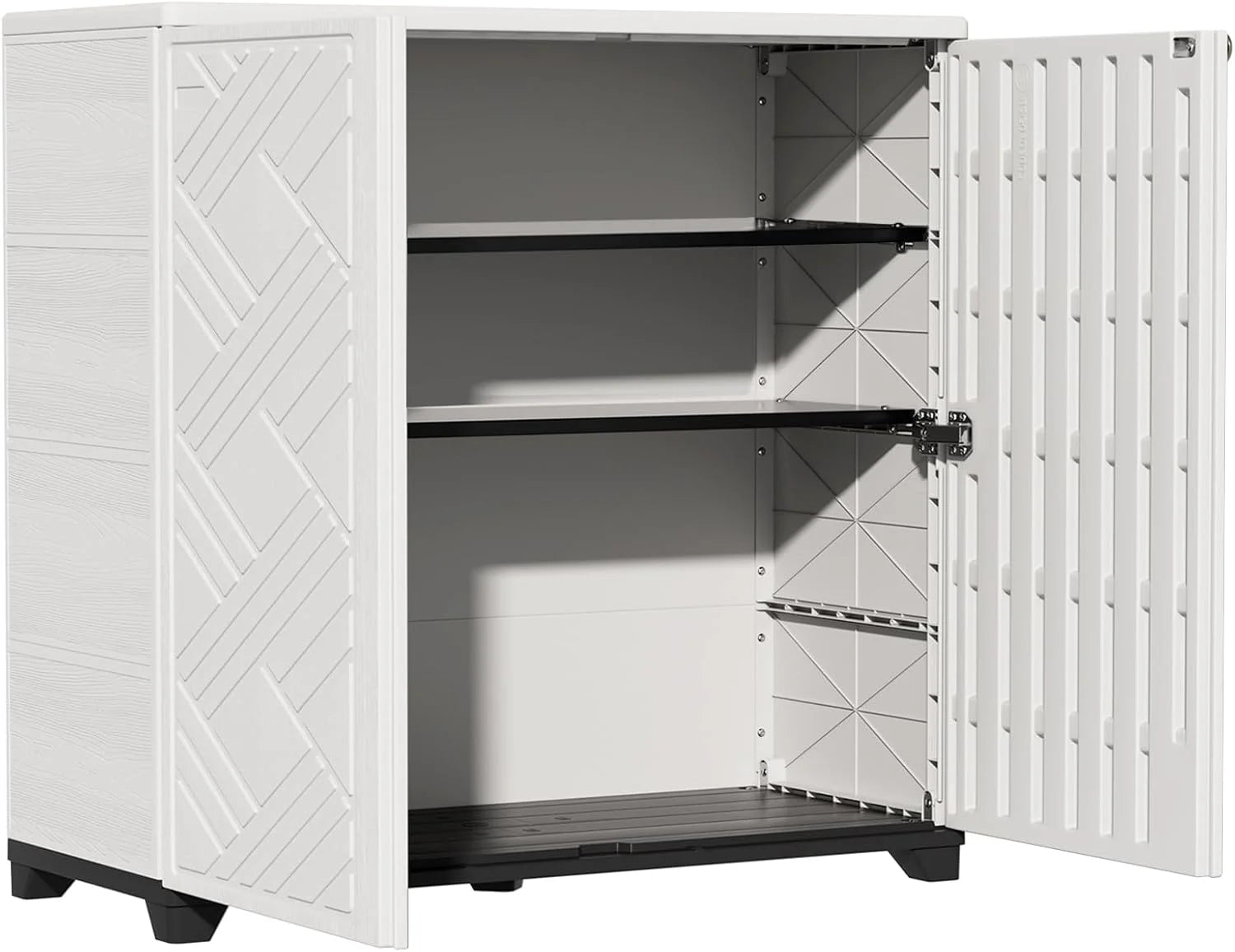 New Arrivals Indoor/Outdoor Storage Cabinet Waterproof, 34x15x34 Plastic Outdoor Storage Box for Garden Balcony Bathroom - Image 2