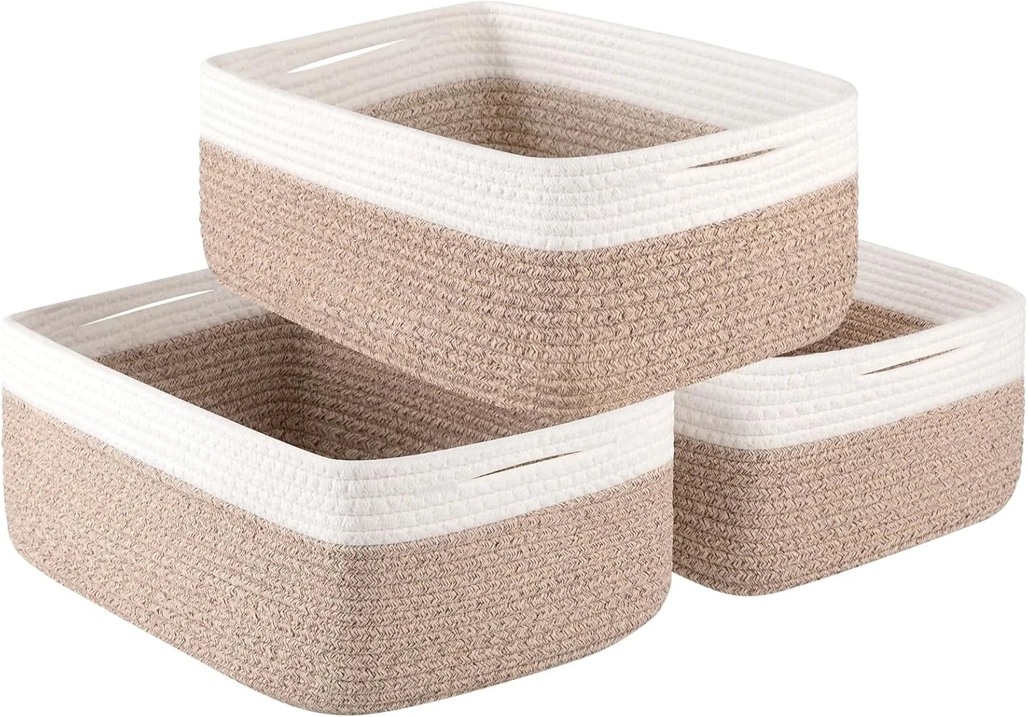 New Arrivals Baskets for Organizing 3 Pack, Woven Baskets for Shelves, Closet Organizer Bins with Handle, Empty Gift - Image 3