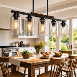 Alternative view of New Arrivals Dining Room Light Fixture 5-Light Kitchen Island Lighting with Adjustable Rods