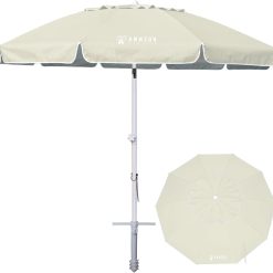 AMMSUN 8 Feet Large Beach Umbrella with Sand Anchor Heavy Duty High Wind Portable Outdoor Umbrellas UV 50+ Protection bifanuoyard