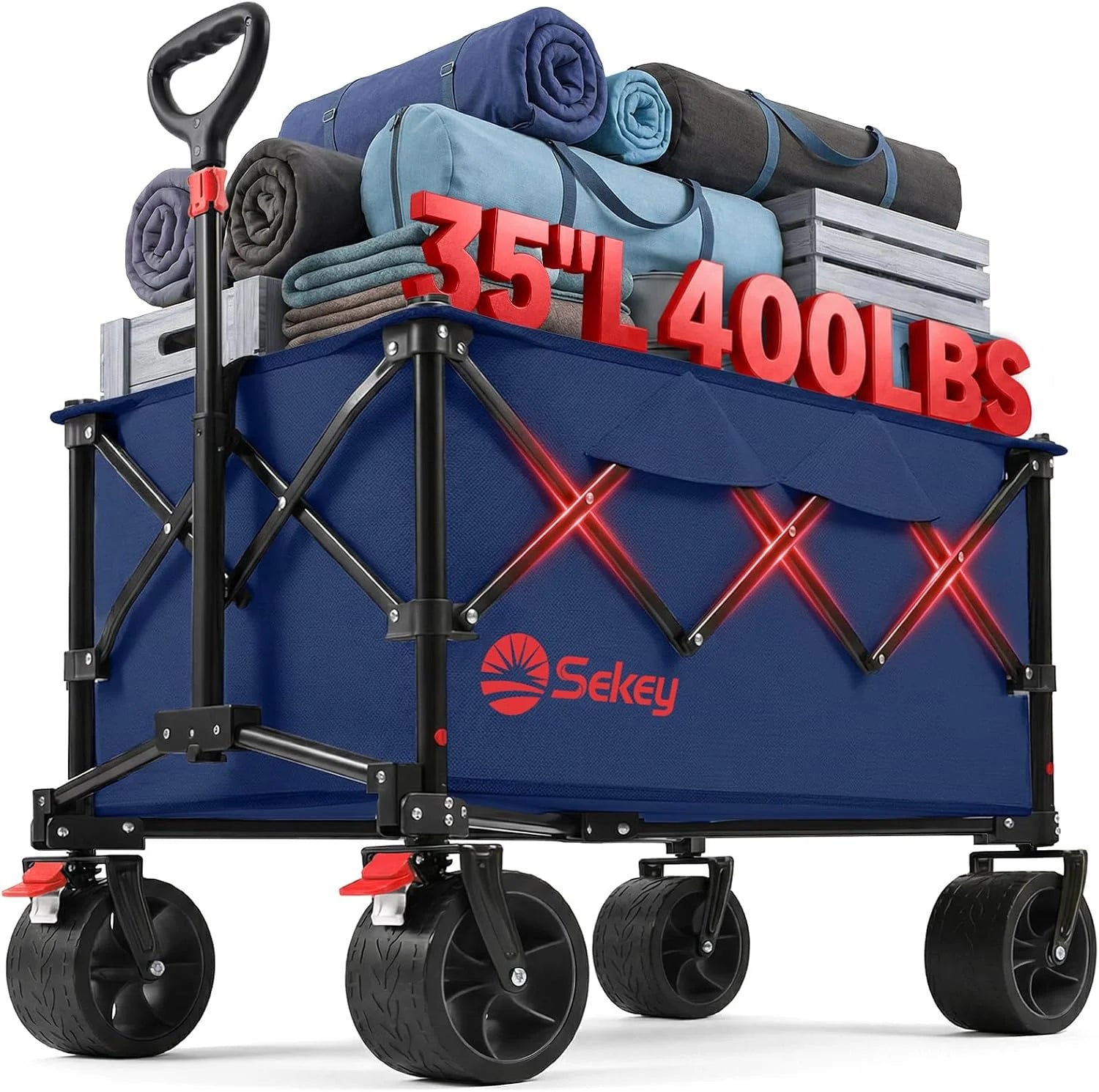 250L Wagons Carts Foldable with Big All-Terrian Beach Wheels, Collapsible Heavy Duty Wagon, Extra Large Folding Wagon - Image 7