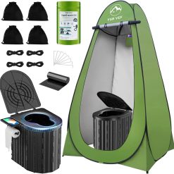 New Arrivals Toilet with Pop-Up Privacy Tent and Liquid Waste Gel, Portable Toilet for Camping with Large Tent