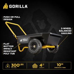 Alternative view of Carts GCR-4 Poly Dump Cart, 2-Wheel Garden Wagon with Foldable Handle, 4 cu ft, 300 lb. Capacity