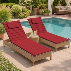 Crestlive Products Chaise Lounge Cushion Outdoor Set of 2, Foldable Water Resistant Pool Lounge Chair Cushions with bifanuoyard