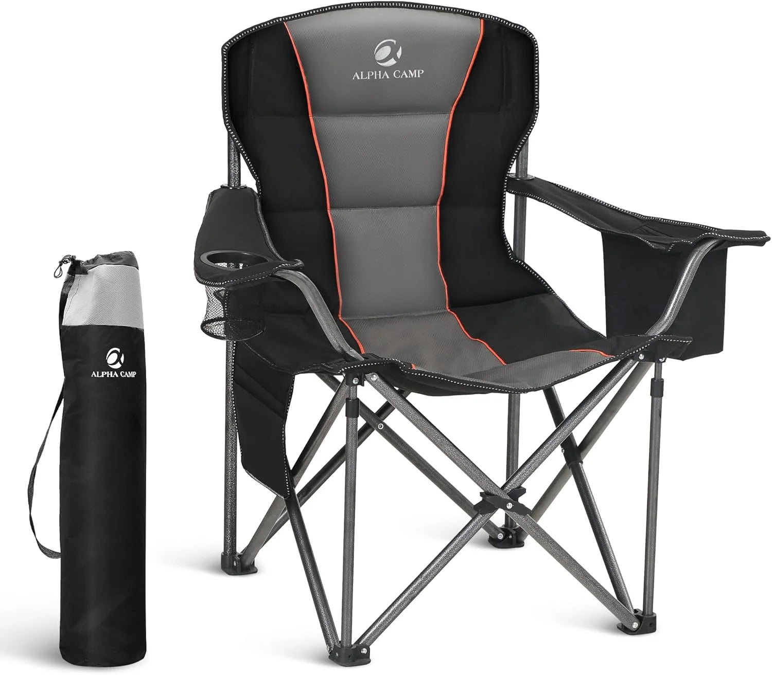 LET鈥橲 CAMP Folding Camping Chair Oversized Heavy Duty Padded Outdoor Chair with Cup Holder Storage and Cooler Bag bifanuoyard - Image 6