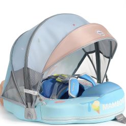 Mambobaby Float Self-Inflating Baby Pool Floats Hammock with Canopy, Compressible Folding Baby Floating Bed bifanuoyard