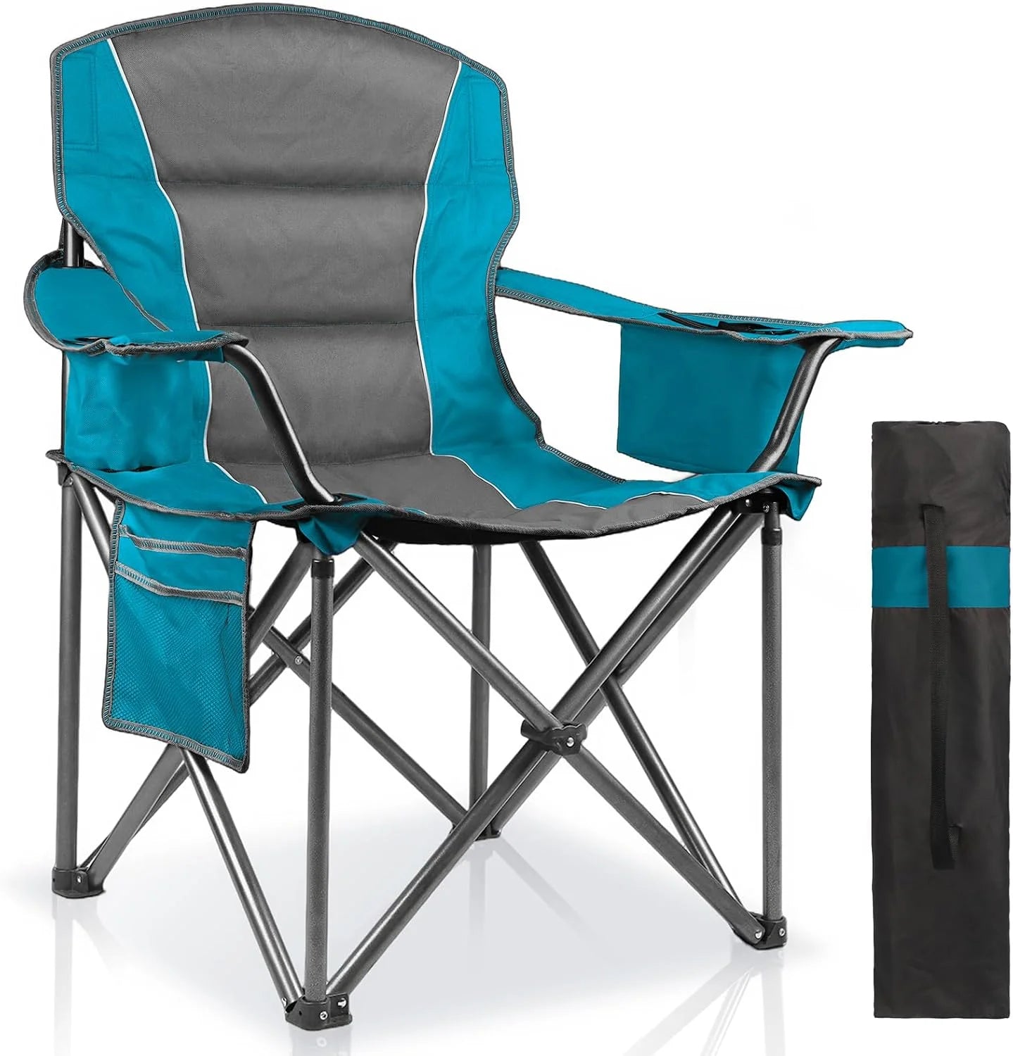 New Arrivals 2 Pack Padded Oversized Camping Chairs for Adults, Heavy Duty Support 400 Lbs, Folding Portable Lawn Chair - Image 6