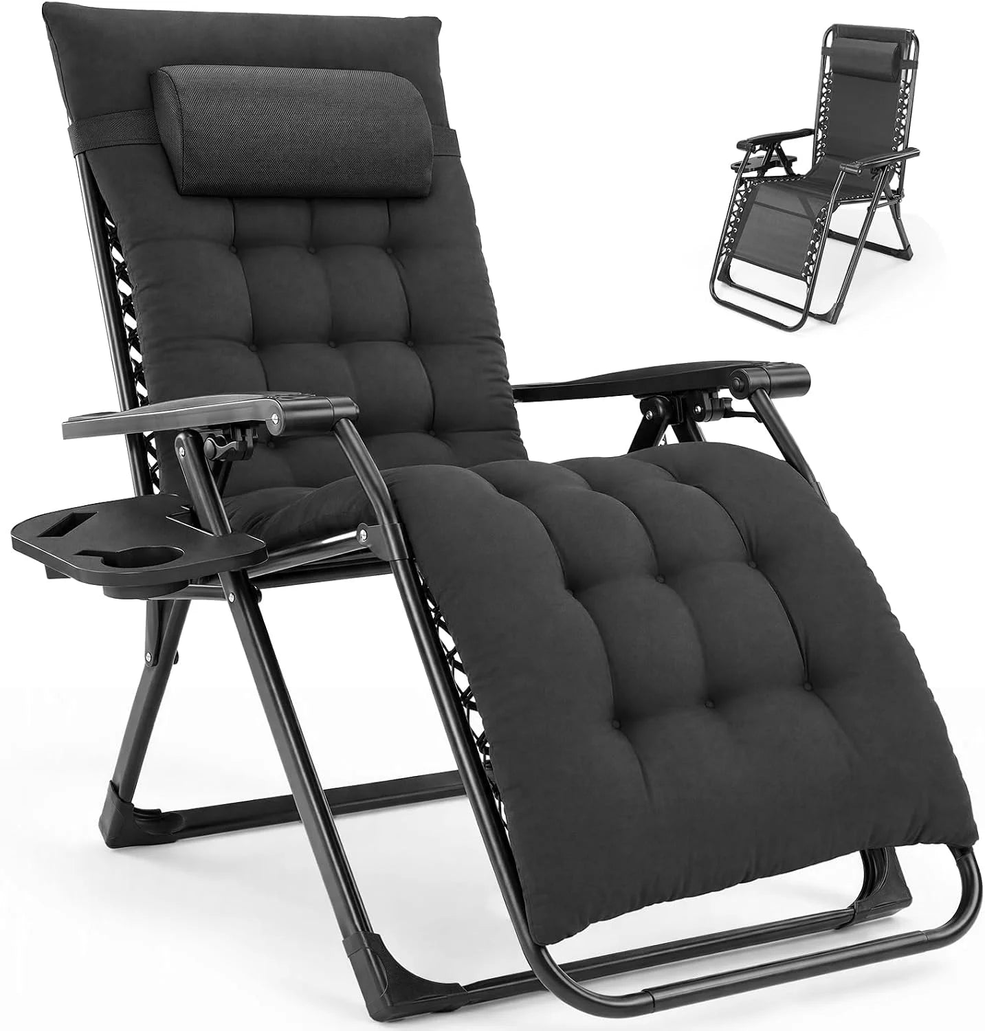 New Arrivals NEWBULIG Zero Gravity Chair, Folding Patio Recliner with Cup Holder Trays