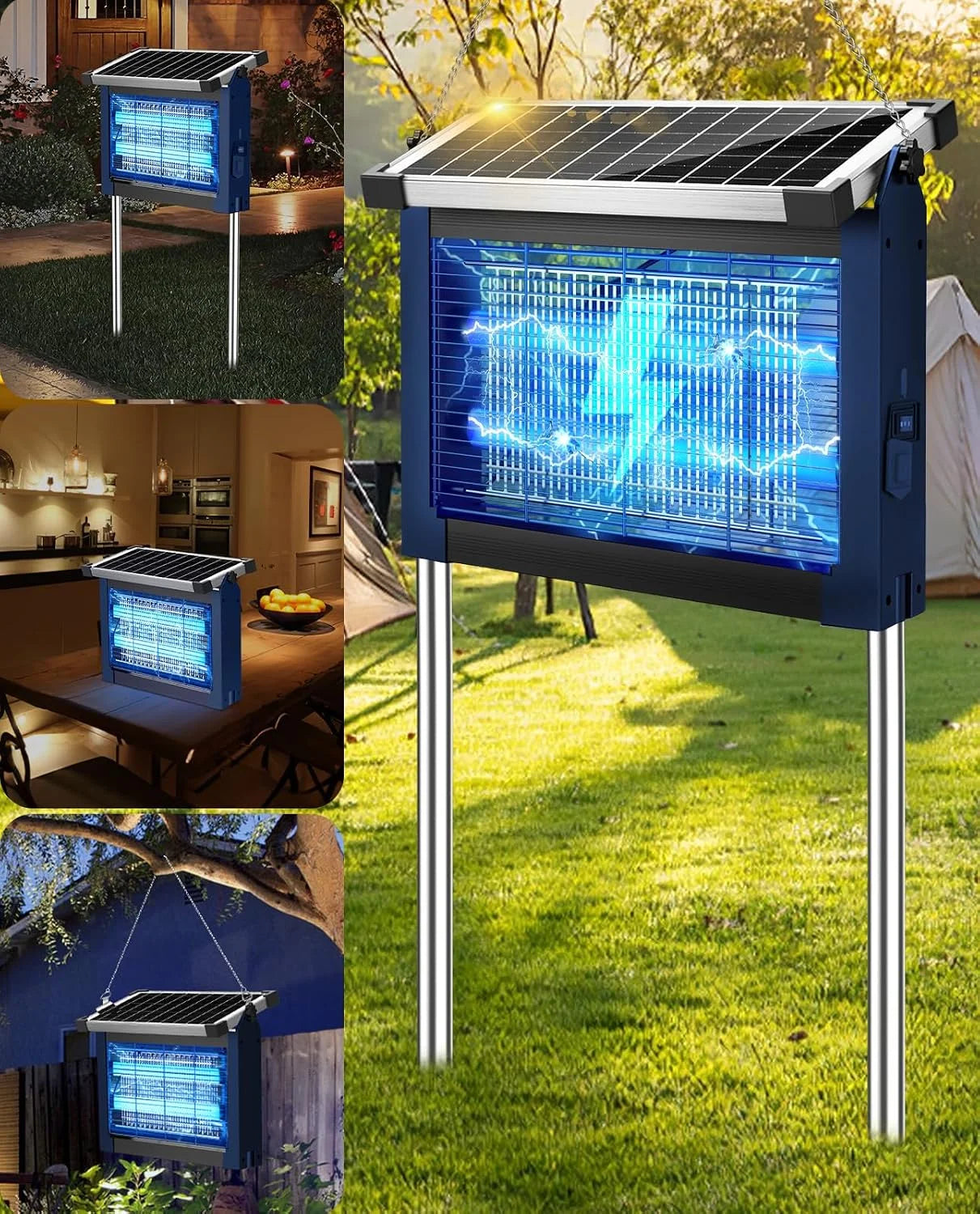 Solar Bug Zapper Outdoor, PhatroyYee Mosquito Zapper 4500V, Waterproof Portable Fly Zapper, Rechargeable Electric bifanuoyard - Image 3