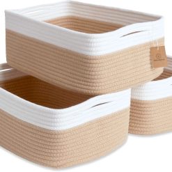 Woven Rope Baskets for Organizing, 3 Pack, 15.5 x 11 x 5.5 Storage Bins, Storage baskets and organizer bins for bifanuoyard
