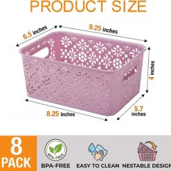 Alternative view of Plastic Storage Baskets, Portable Small Pantry Organizer Baskets Bins with Handle, Stackable Household