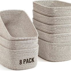 New Arrivals Small Storage Organizing Baskets, Woven Rope Bins for Bathroom, Closet, Shelf Organizer