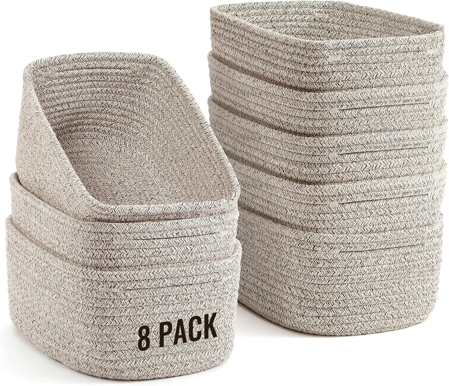 New Arrivals Small Storage Organizing Baskets, Woven Rope Bins for Bathroom, Closet, Shelf Organizer