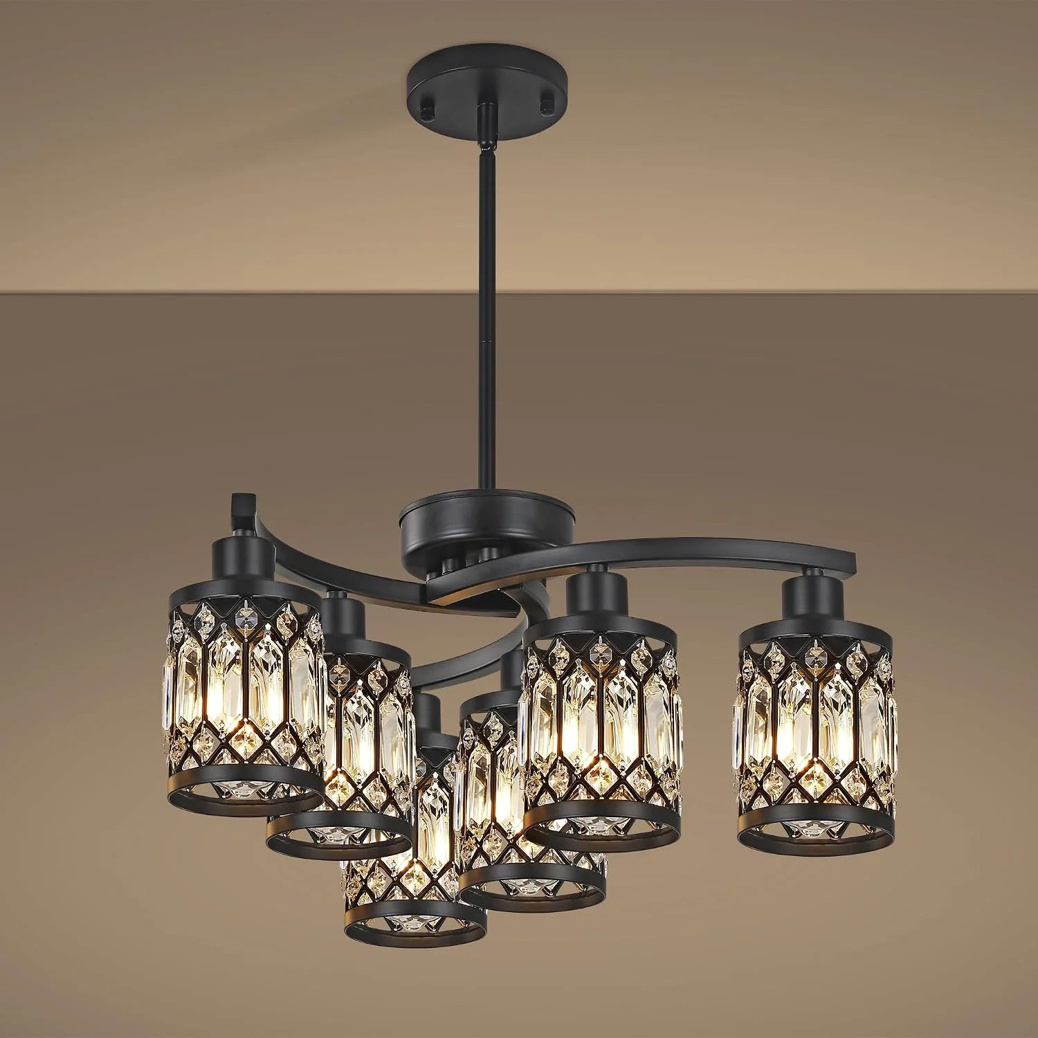 New Arrivals 6-Light Modern Farmhouse Black Chandelier, Adjustable Height Hanging Industrial Pendant Lights Kitchen Island - Image 5
