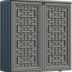 New Arrivals Outdoor Storage Cabinet Waterproof with Shelf, Resin Storage Sheds Outdoor Cabinets for tub Towels/Chemicals/Grill