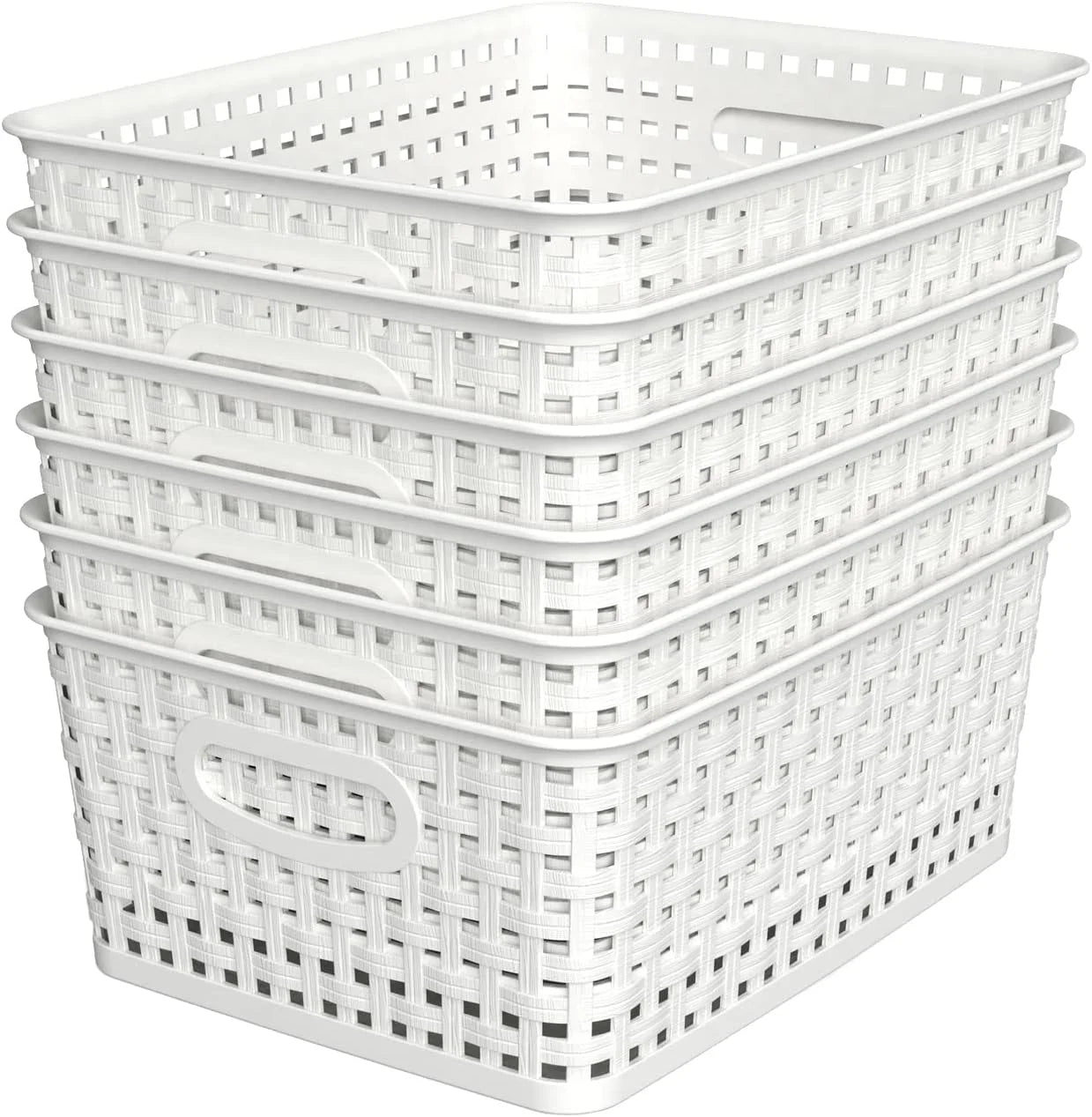 New Arrivals Organizer Baskets, Grey 6-Pack Plastic Woven Baskets, 10.1 x 7.55 x 4.1 - Image 6