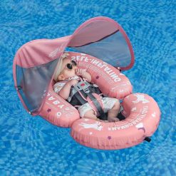 Mambobaby Baby Pool Floats Hammock with Canopy, Portable Swimming Floating Toys Self-Inflating Water Hammock Pool