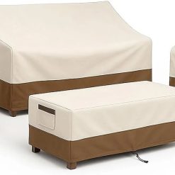 Alternative view of New Arrivals Waterproof Patio Ottoman Cover, Square Outdoor Side Table Furniture Cover with Padded Handles