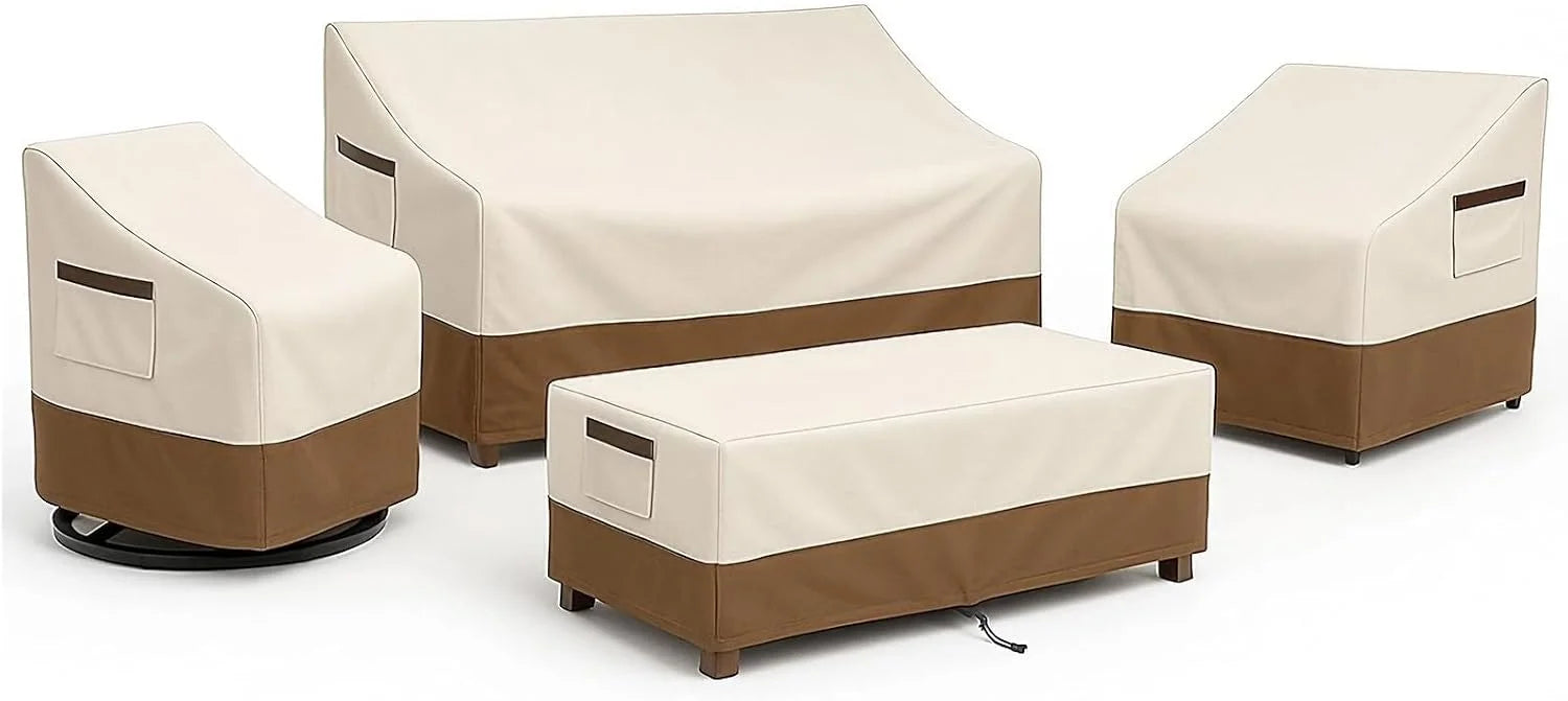 New Arrivals Waterproof Patio Ottoman Cover, Square Outdoor Side Table Furniture Cover with Padded Handles - Image 2