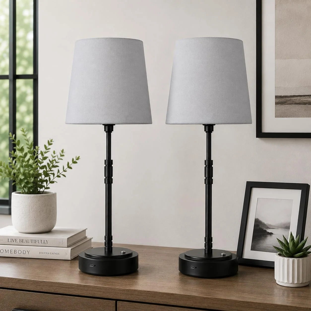 Cordless Table Lamps Set of 2 ¨C Battery Operated Lamp with 7500mAh Rechargeable Battery, Dimmable, Bulb Included bifanuoyard - Image 8