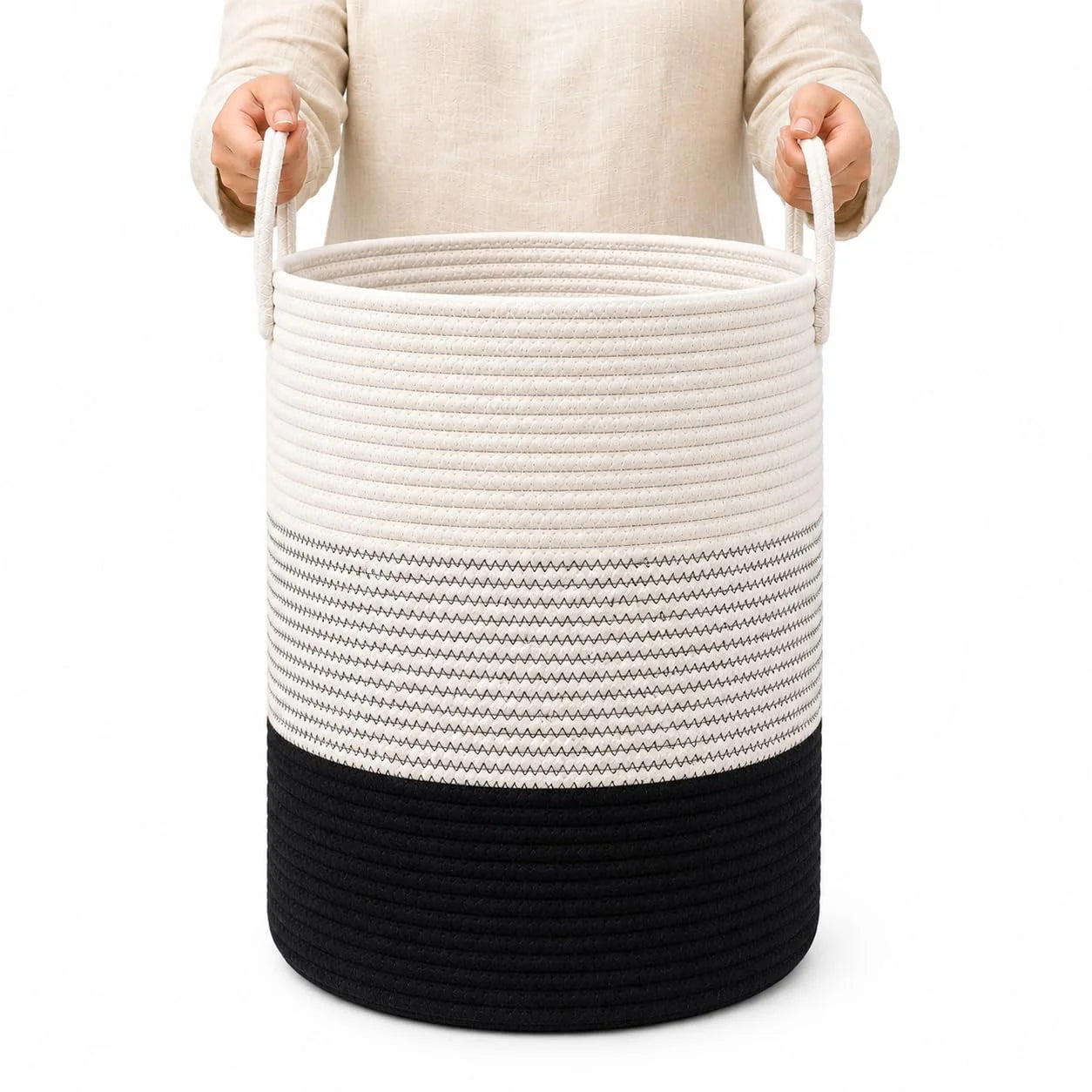 OrganiHaus Round Toy Basket & Blanket Basket, Cotton Rope 20×13, Full Honey, Round Cotton Rope Basket, 20×13 bifanuoyard - Image 25