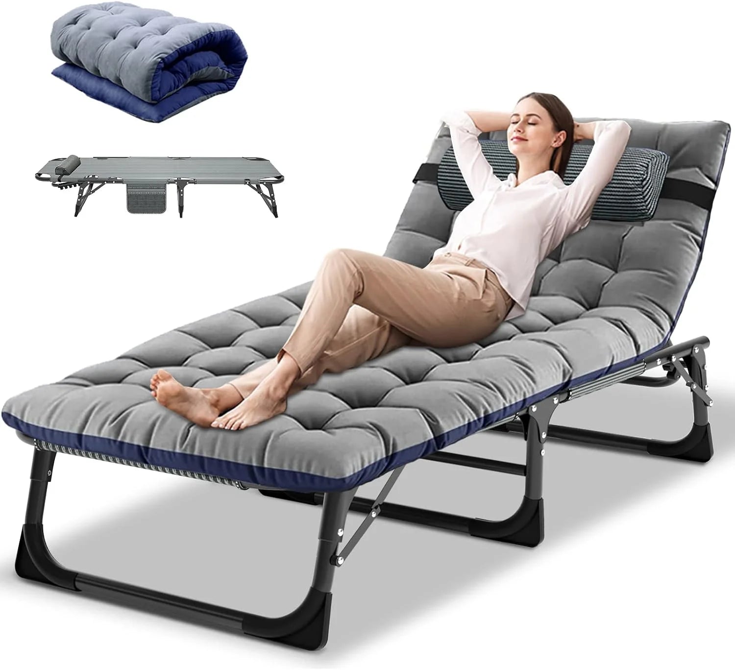DoCred Heavy Duty Chaise Lounge Chair, Adjustable 5-Position Folding Chaise Lounge Chairs for Outside bifanuoyard - Image 3