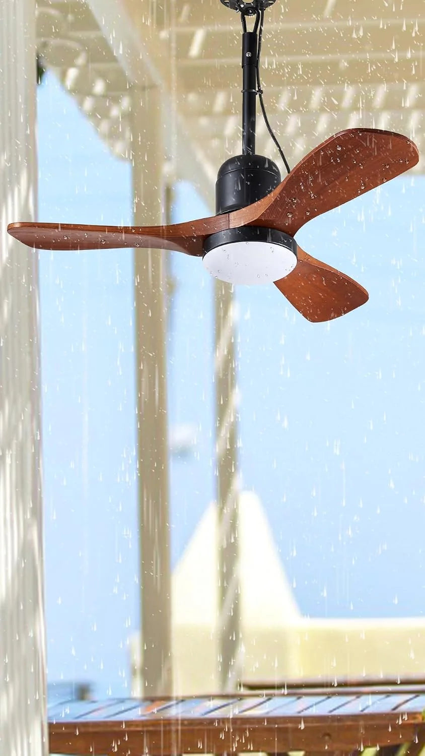 New Arrivals 3 Blades Wood Outdoor Ceiling Fan with Light for Patios, Farmhouse Rustic Ceiling Fans with Lights - Image 8