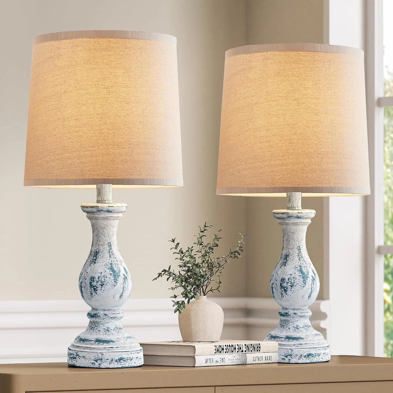 New Arrivals Farmhouse Table Lamps Set of 2, Rustic Lamp for Bedroom Living Room - Image 6