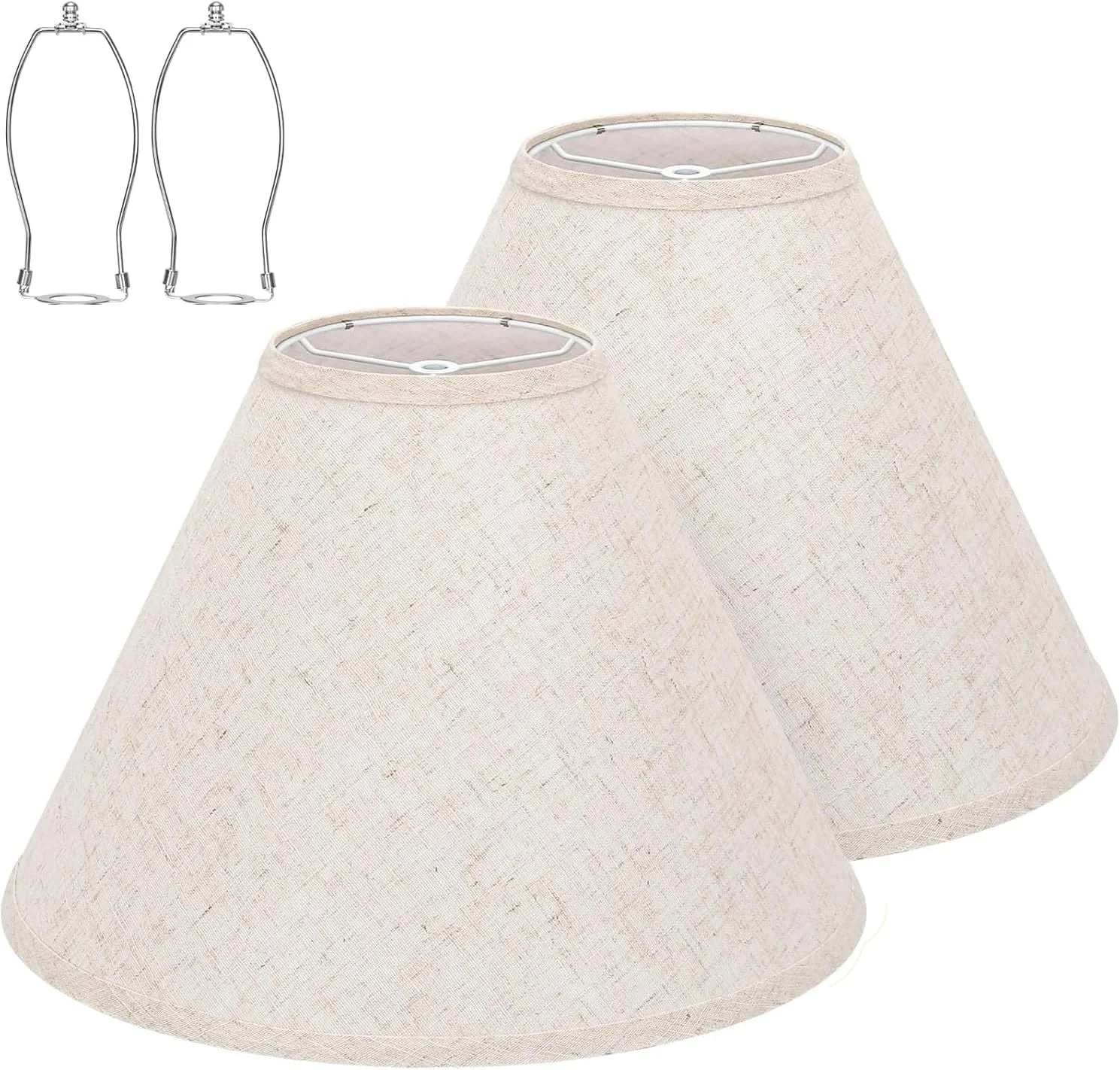 New Arrivals Empire Beige Linen Lamp Shades Set of 2 - Image 2