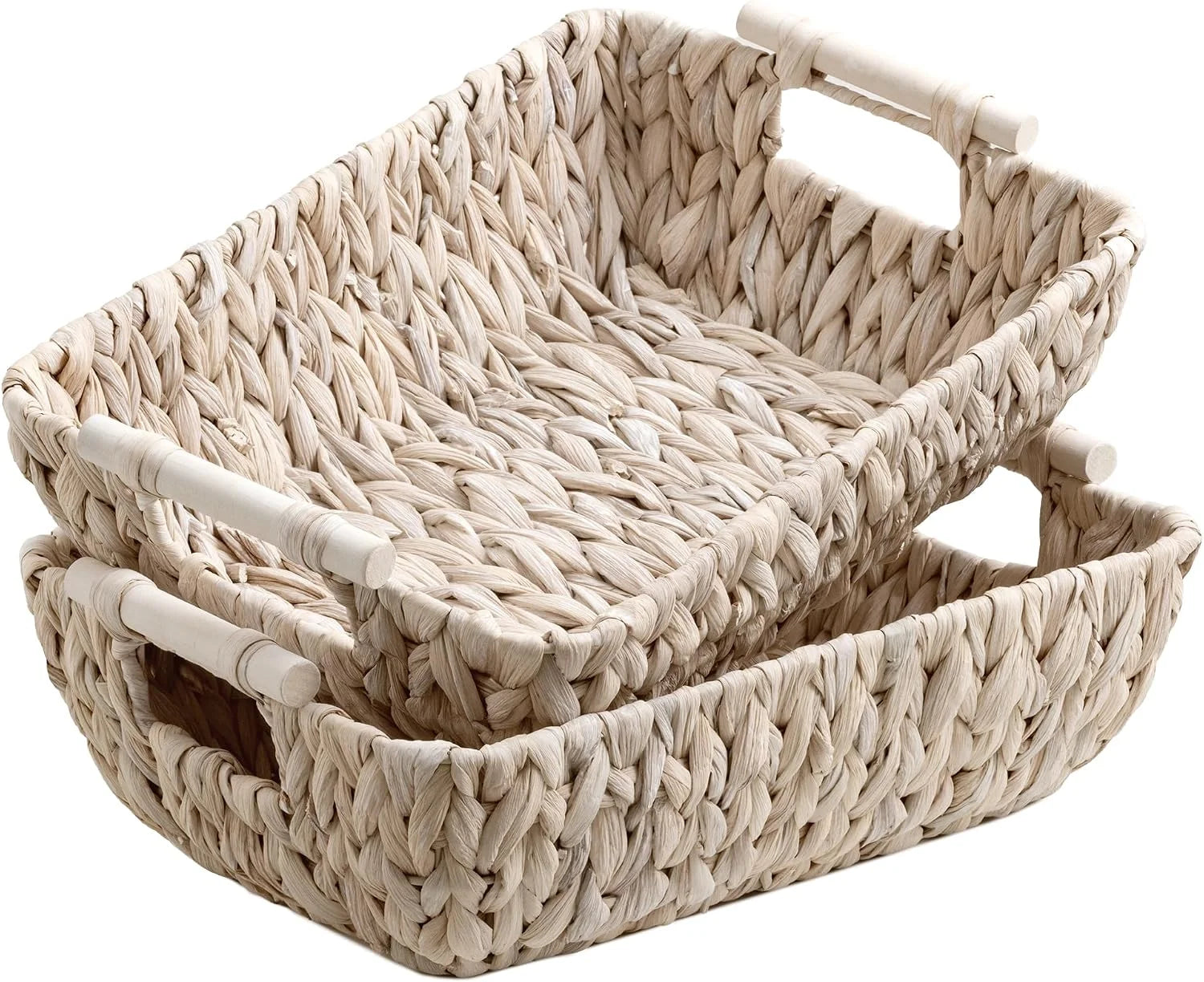 StorageWorks Wicker Baskets for Organizing, Water Hyacinth Storage Baskets, Wicker Storage Baskets for Shelves bifanuoyard - Image 5