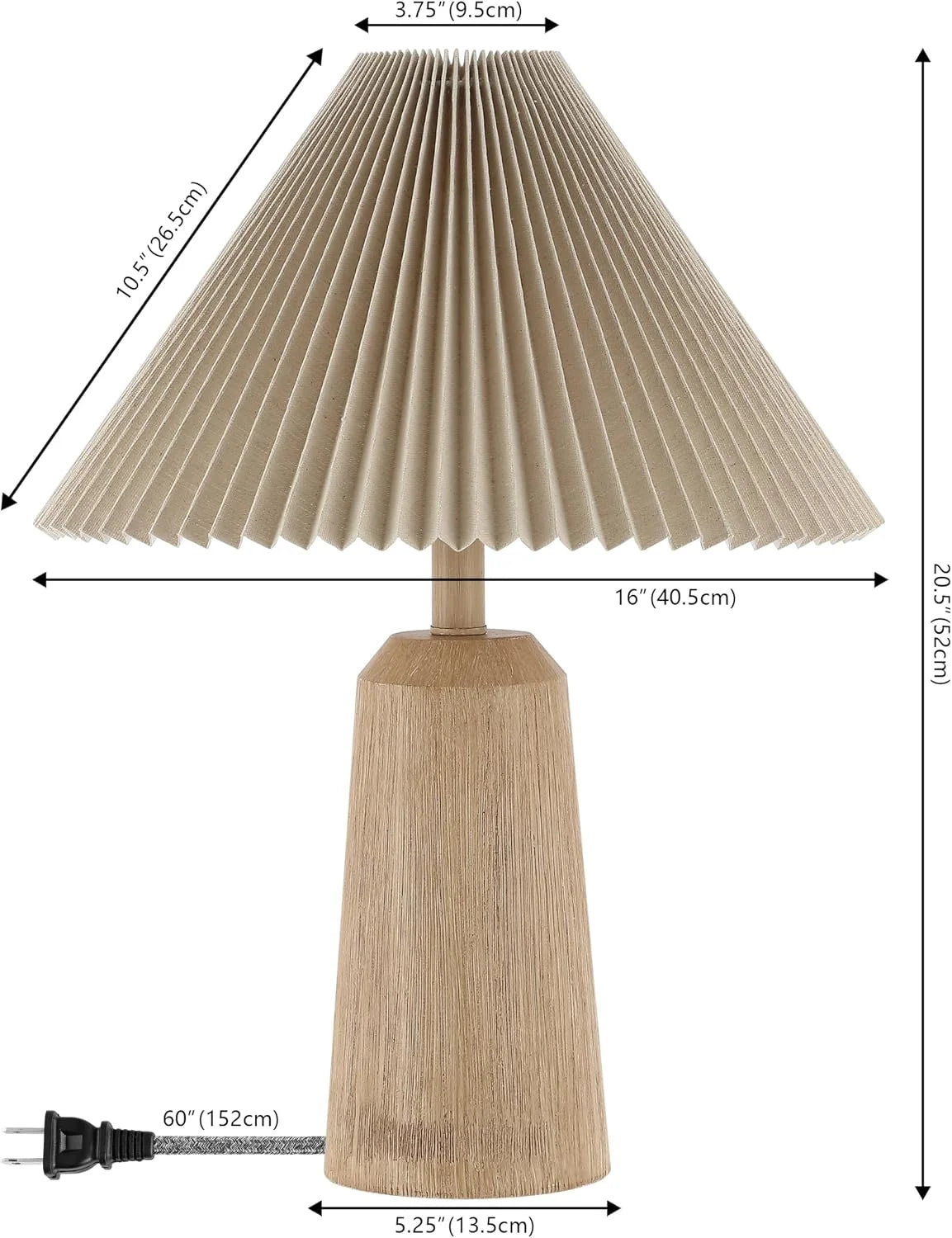 New Arrivals Y 20.5 Beige Wood Finish Resin Cylinder Table Lamp Modern Rustic Scandinavian Bedside Lamp for Living Room - Image 4