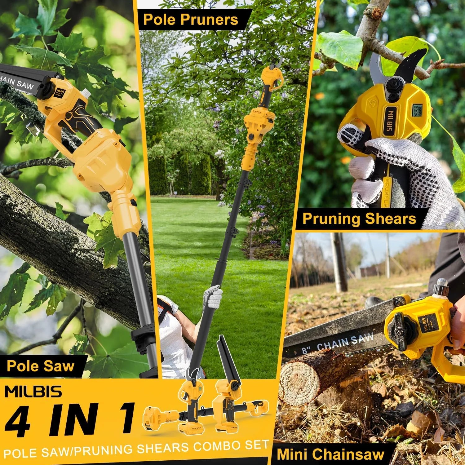 Cordless Pole Saw & Electric Pruning Shears for DeWalt 20V Battery - Image 3