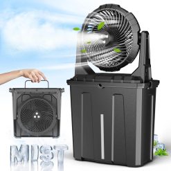 New Arrivals 10″ 9L Portable Misting Fan, [Max 55Hrs] Golf Cart Mister Fan for Outside Patios