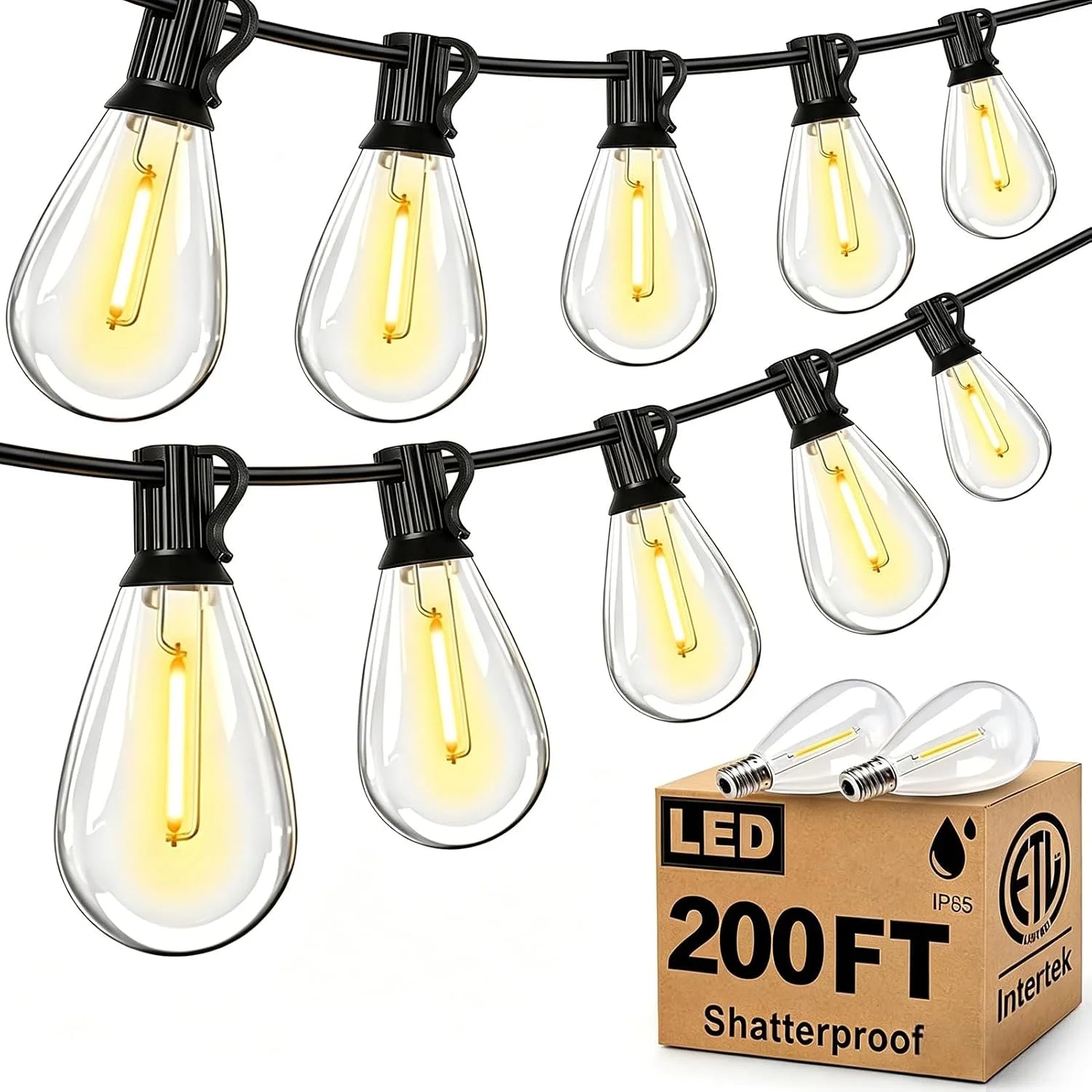 Tenmiro 200FT LED Outdoor String Lights with Remote, 74+2 Shatterproof Bulbs Dimmable Timing 3 Light Modes Outside Patio bifanuoyard - Image 7