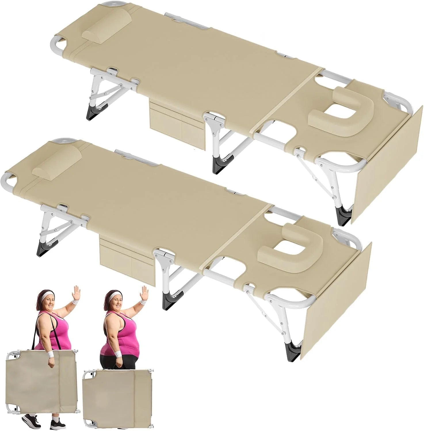 New Arrivals Heavy Duty Tanning Chair, Outdoor 5-Position Folding Chaise Lounge Chair with Pad, Portable Beach Lounge Chair