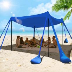 Alternative view of New Arrivals Beach Tent Sun Shelter 10x10FT Beach Shade Canopy with 8 Sandbags, UPF 50+ Protection Beach Shade Canopy