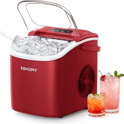 Countertop Ice Maker Machine with Handle, 26lbs in 24Hrs, 9 Ice Cubes Ready in 6 Mins, Auto-Cleaning Portable Ice
